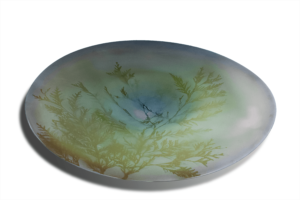 Green tree glass platter, "Nature Mort"