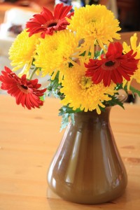 Brown Vase with Flowers