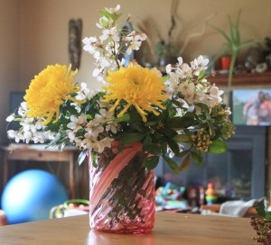 Pink Vase with White Stripe